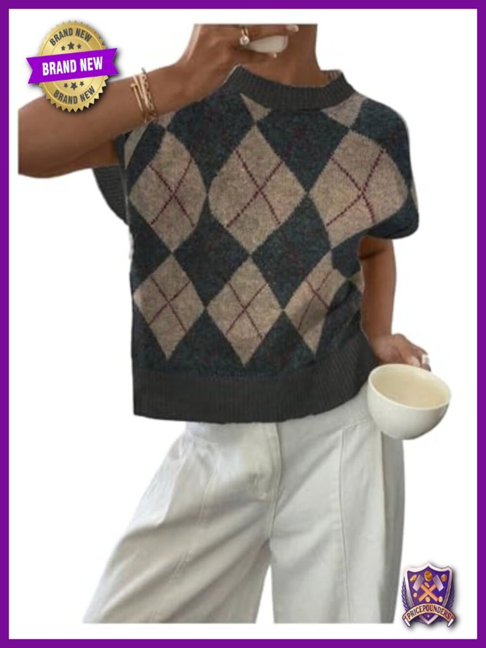 Women's Short Sleeve Ribbed Knit Sweater 3D Floral Loose Fit Pullover